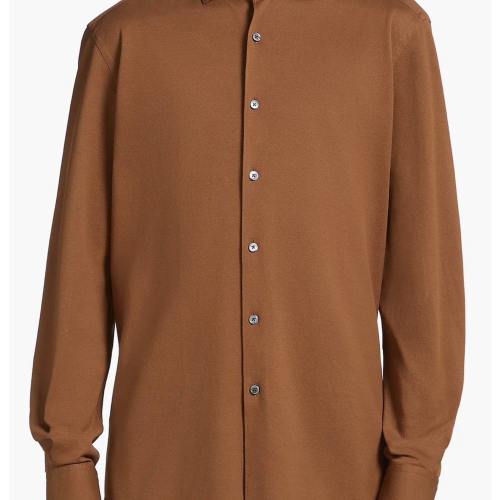 Ermenegildo Zegna Brown Casual Button Down Shirt Relaxed Fit